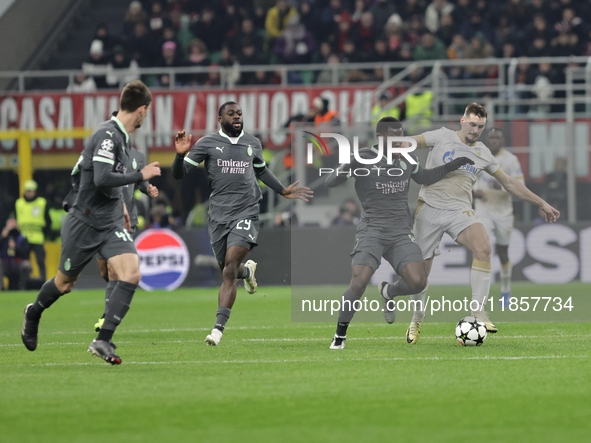 Yunus Musah participates in the Champions League 2024-2025 match between Milan and Stella Rossa Belgrado in Milano, Italy, on December 11, 2...