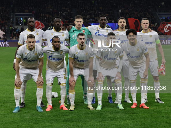 The Stella Rossa Belgrado team plays during the Champions League 2024-2025 match between Milan and Stella Rossa Belgrado in Milano, Italy, o...