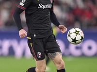 Stefan Posch of Bologna Football Club 1909 is in action during the UEFA Champions League match between SL Benfica and Bologna FC 1909 at Est...