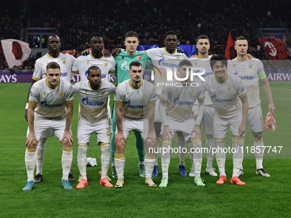 The Stella Rossa Belgrado team plays during the Champions League 2024-2025 match between Milan and Stella Rossa Belgrado in Milano, Italy, o...