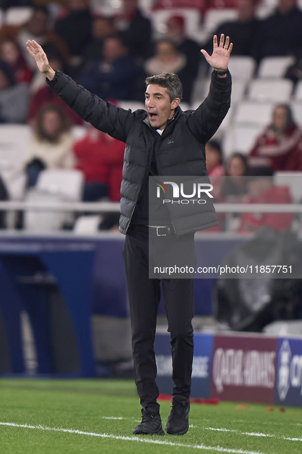 Bruno Lage, Head Coach of SL Benfica, reacts during the UEFA Champions League match between SL Benfica and Bologna FC 1909 at Estadio Da Luz...