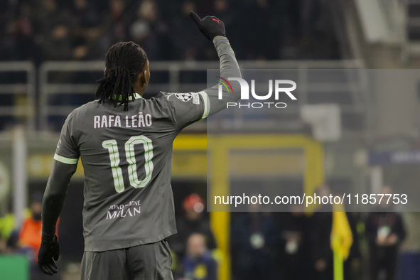 Rafael Leao celebrates the goal during the UEFA Champions League 2024/25 match between AC Milan and FK Crvena Zvezda in Milano, Italy, on De...