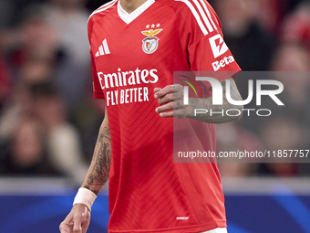 Angel Di Maria of SL Benfica reacts during the UEFA Champions League match between SL Benfica and Bologna FC 1909 at Estadio Da Luz in Lisbo...