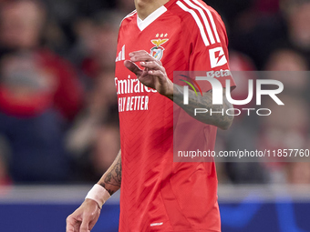 Angel Di Maria of SL Benfica reacts during the UEFA Champions League match between SL Benfica and Bologna FC 1909 at Estadio Da Luz in Lisbo...