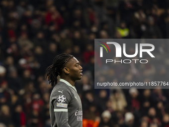 Rafael Leao plays during the UEFA Champions League 2024/25 match between AC Milan and FK Crvena Zvezda in Milano, Italy, on December 11, 202...