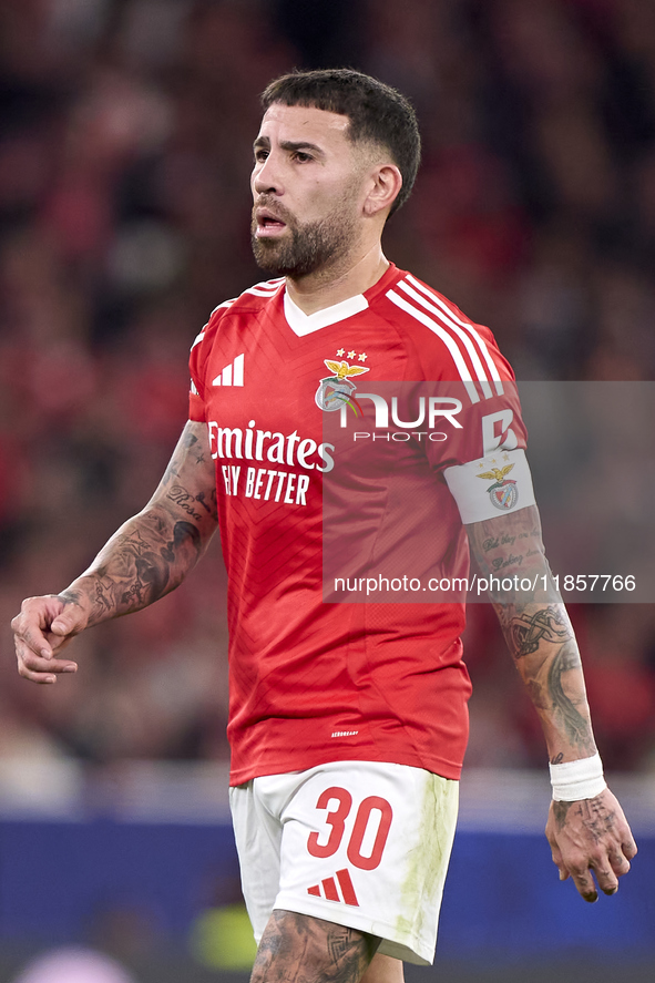 Nicolas Otamendi of SL Benfica looks on during the UEFA Champions League match between SL Benfica and Bologna FC 1909 at Estadio Da Luz in L...