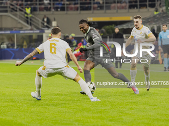 Rafael Leao plays during the UEFA Champions League 2024/25 match between AC Milan and FK Crvena Zvezda in Milano, Italy, on December 11, 202...