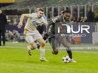 Rafael Leao plays during the UEFA Champions League 2024/25 match between AC Milan and FK Crvena Zvezda in Milano, Italy, on December 11, 202...