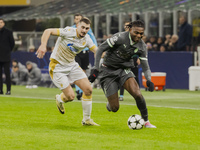 Rafael Leao plays during the UEFA Champions League 2024/25 match between AC Milan and FK Crvena Zvezda in Milano, Italy, on December 11, 202...