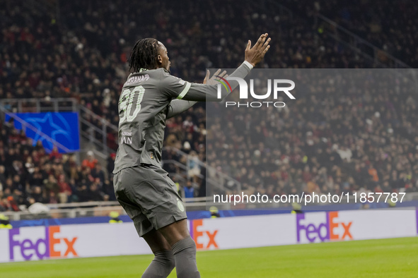 Tammy Abraham plays during the UEFA Champions League 2024/25 match between AC Milan and FK Crvena Zvezda in Milano, Italy, on December 11, 2...