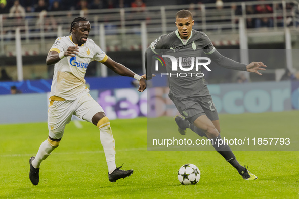 Malick Thiaw plays during the UEFA Champions League 2024/25 match between AC Milan and FK Crvena Zvezda at Giuseppe Meazza stadium in Milano...