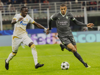 Malick Thiaw plays during the UEFA Champions League 2024/25 match between AC Milan and FK Crvena Zvezda at Giuseppe Meazza stadium in Milano...