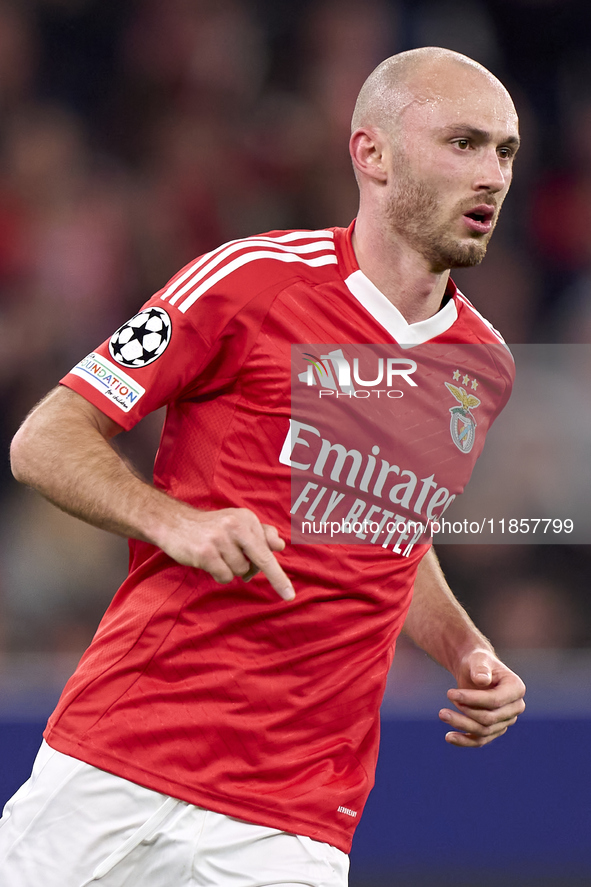 Fredrik Aursnes of SL Benfica looks on during the UEFA Champions League match between SL Benfica and Bologna FC 1909 at Estadio Da Luz in Li...