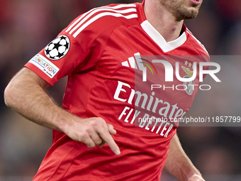 Fredrik Aursnes of SL Benfica looks on during the UEFA Champions League match between SL Benfica and Bologna FC 1909 at Estadio Da Luz in Li...