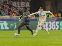 Yunus Musah and Andrija Maksimovic play during the UEFA Champions League 2024/25 match between AC Milan and FK Crvena Zvezda in Milano, Ital...