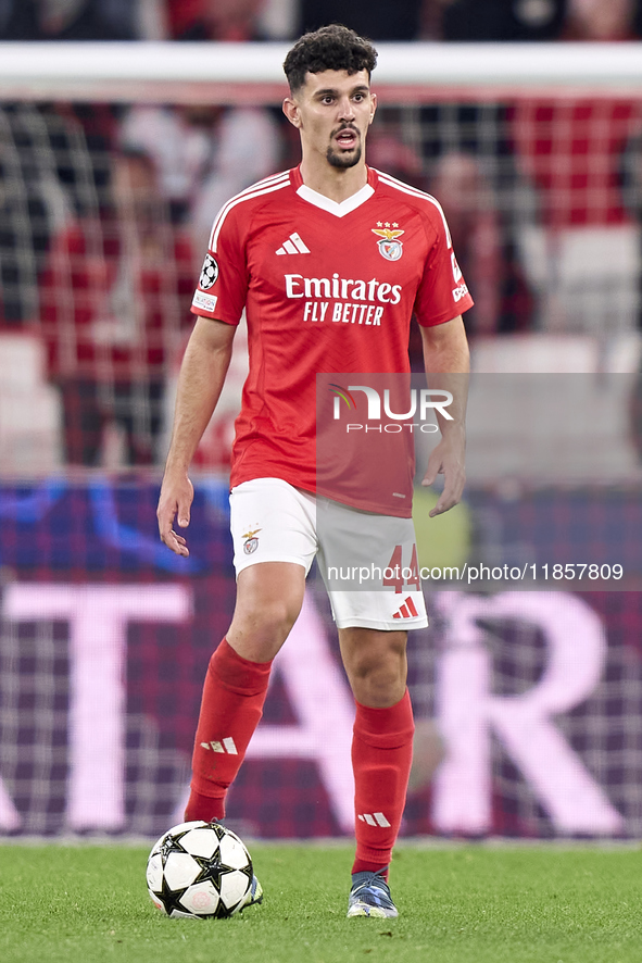 Tomas Araujo of SL Benfica plays during the UEFA Champions League match between SL Benfica and Bologna FC 1909 at Estadio Da Luz in Lisbon,...