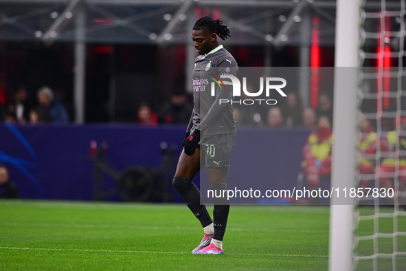 Rafael Leao of AC Milan looks on during the UEFA Champions League match between AC Milan and FK Crvena Zvezda at Giuseppe Meazza in Milan, I...