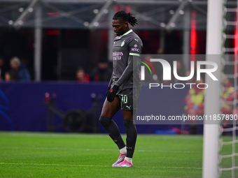 Rafael Leao of AC Milan looks on during the UEFA Champions League match between AC Milan and FK Crvena Zvezda at Giuseppe Meazza in Milan, I...