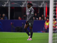 Rafael Leao of AC Milan looks on during the UEFA Champions League match between AC Milan and FK Crvena Zvezda at Giuseppe Meazza in Milan, I...