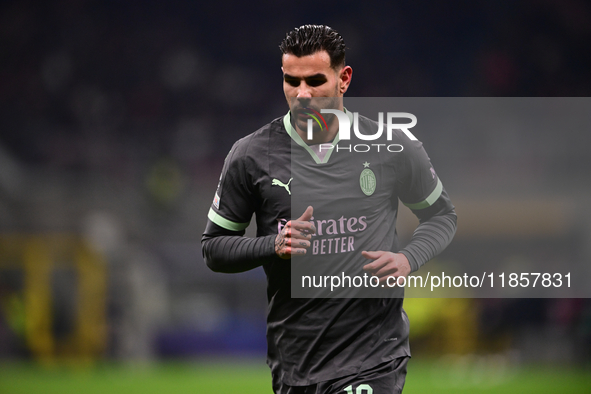 Theo Hernandez of AC Milan looks on during the UEFA Champions League match between AC Milan and FK Crvena Zvezda at Giuseppe Meazza in Milan...