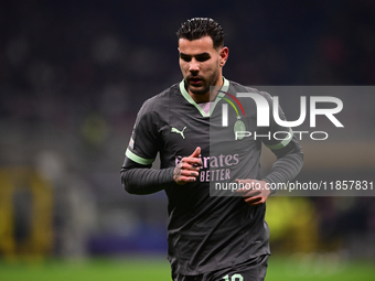 Theo Hernandez of AC Milan looks on during the UEFA Champions League match between AC Milan and FK Crvena Zvezda at Giuseppe Meazza in Milan...