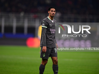 Tjjani Reijnders of AC Milan looks on during the UEFA Champions League match between AC Milan and FK Crvena Zvezda at Giuseppe Meazza in Mil...