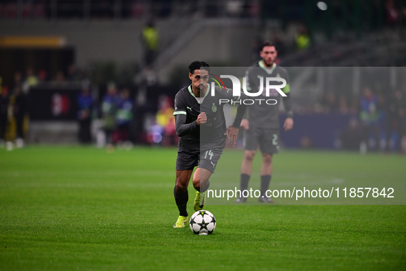 Tjjani Reijnders of AC Milan is in action during the UEFA Champions League match between AC Milan and FK Crvena Zvezda at Giuseppe Meazza in...