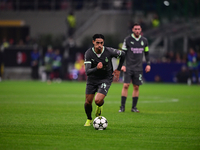 Tjjani Reijnders of AC Milan is in action during the UEFA Champions League match between AC Milan and FK Crvena Zvezda at Giuseppe Meazza in...