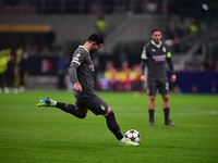 Theo Hernandez of AC Milan is in action during the UEFA Champions League match between AC Milan and FK Crvena Zvezda at Giuseppe Meazza in M...