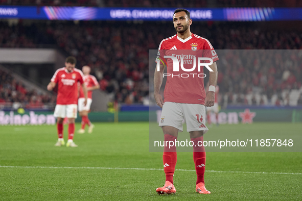 Vangelis Pavlidis of SL Benfica reacts during the UEFA Champions League match between SL Benfica and Bologna FC 1909 at Estadio Da Luz in Li...