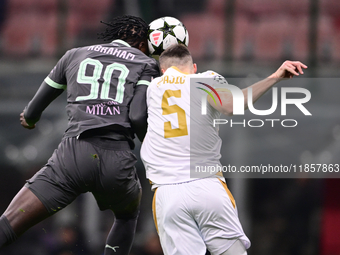 Tammy Abraham of AC Milan is in action during the UEFA Champions League match between AC Milan and FK Crvena Zvezda at Giuseppe Meazza in Mi...