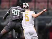 Tammy Abraham of AC Milan is in action during the UEFA Champions League match between AC Milan and FK Crvena Zvezda at Giuseppe Meazza in Mi...