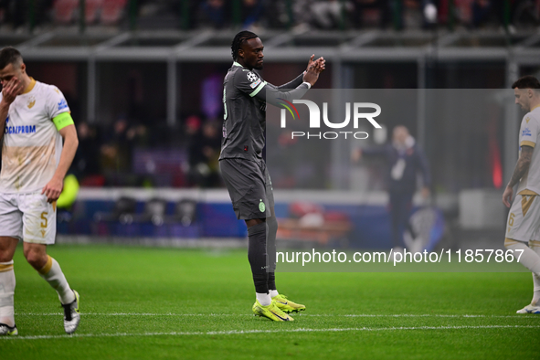 Tammy Abraham of AC Milan looks on during the UEFA Champions League match between AC Milan and FK Crvena Zvezda at Giuseppe Meazza in Milan,...