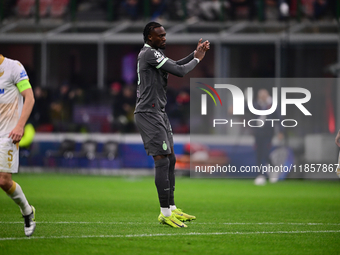 Tammy Abraham of AC Milan looks on during the UEFA Champions League match between AC Milan and FK Crvena Zvezda at Giuseppe Meazza in Milan,...