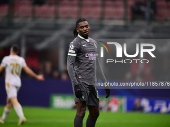 Rafael Leao of AC Milan looks on during the UEFA Champions League match between AC Milan and FK Crvena Zvezda at Giuseppe Meazza in Milan, I...