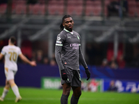 Rafael Leao of AC Milan looks on during the UEFA Champions League match between AC Milan and FK Crvena Zvezda at Giuseppe Meazza in Milan, I...