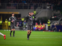 Davide Calabria of AC Milan looks on during the UEFA Champions League match between AC Milan and FK Crvena Zvezda at Giuseppe Meazza in Mila...