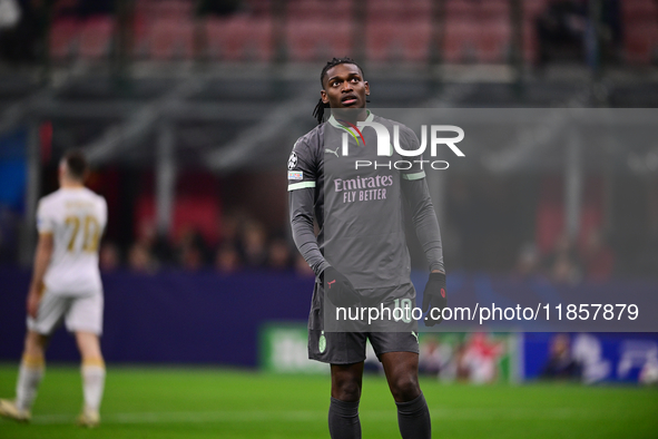 Rafael Leao of AC Milan looks on during the UEFA Champions League match between AC Milan and FK Crvena Zvezda at Giuseppe Meazza in Milan, I...