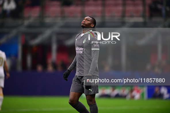 Rafael Leao of AC Milan looks on during the UEFA Champions League match between AC Milan and FK Crvena Zvezda at Giuseppe Meazza in Milan, I...