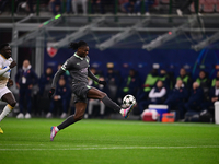 Rafael Leao of AC Milan scores a goal during the UEFA Champions League match between AC Milan and FK Crvena Zvezda at Giuseppe Meazza in Mil...