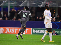 Rafael Leao of AC Milan celebrates after scoring his team's first goal during the UEFA Champions League match between AC Milan and FK Crvena...