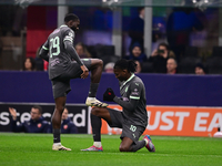 Rafael Leao of AC Milan celebrates after scoring his team's first goal during the UEFA Champions League match between AC Milan and FK Crvena...