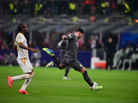 Theo Hernandez of AC Milan is in action during the UEFA Champions League match between AC Milan and FK Crvena Zvezda at Giuseppe Meazza in M...