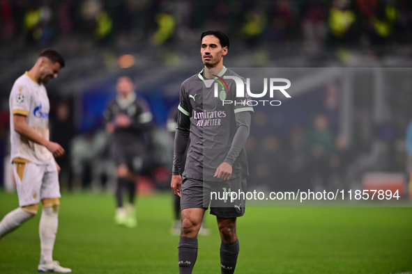 During the UEFA Champions League match between AC Milan and FK Crvena Zvezda at Giuseppe Meazza in Milan, Italy, on December 11, 2024. 