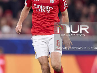 Fredrik Aursnes of SL Benfica is in action during the UEFA Champions League match between SL Benfica and Bologna FC 1909 at Estadio Da Luz i...