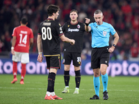 Referee Radu Petrescu reacts during the UEFA Champions League match between SL Benfica and Bologna FC 1909 at Estadio Da Luz in Lisbon, Port...