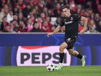 Thijs Dallinga of Bologna Football Club 1909 is in action during the UEFA Champions League match between SL Benfica and Bologna FC 1909 at E...