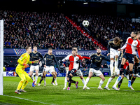 Feyenoord Rotterdam defender David Hancko and Feyenoord Rotterdam forward Santiago Gimenez participate in the match between Feyenoord and Sp...