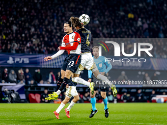 Feyenoord Rotterdam forward Anis Hadj Moussa and Sparta Praha midfielder Markus Solbakken participate in the match between Feyenoord and Spa...