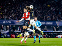 Feyenoord Rotterdam forward Anis Hadj Moussa and Sparta Praha midfielder Markus Solbakken participate in the match between Feyenoord and Spa...